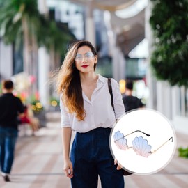 Gadpiparty 4pcs Party Sunglasses for Adults Rimless Women's Sunglasses Funny Glasses Bulk Adult