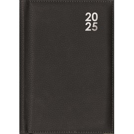 2025 Black A5 Hardcover Diary Soft Faux Leather Week to View Home Desk Office Planner