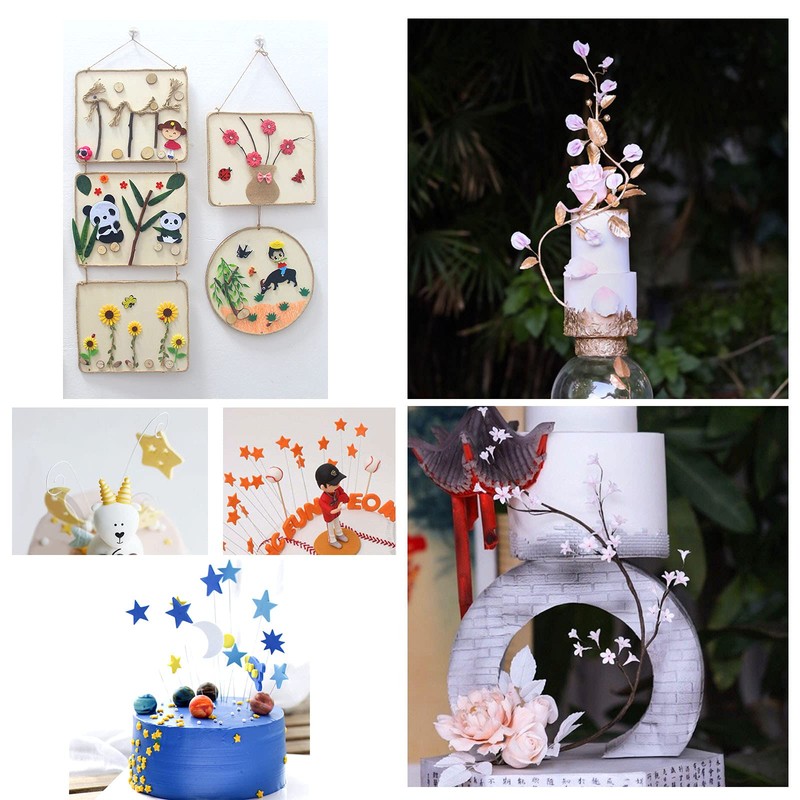 Cinvo 22 Gauge Stem Wire 100 Counts Floral Paper Wrapped