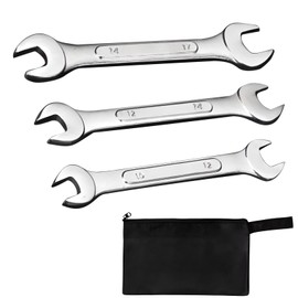 Ansodo 3pcs Flare Nut Spanner Set, Double End Open Ring Spanner Set, Brake Line Spanner Wrench, with Storage Bag, for Daily Maintenance, Water Pipes, Faucets,10x12mm,12x14mm,14x17mm