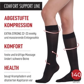 BeOnTop Women's Compression Stockings, 140 Denier, Pack of 2, Knee Stockings, 22-23 mmHg, Support Stockings, Women's Comfort Support Line Compression Socks, Socks Women by Gambetti - Made in Italy,