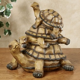 Touch of Class Indoor Outdoor Turtle Family Garden Sculpture Earth Tones 13" Wx10 Dx13 H