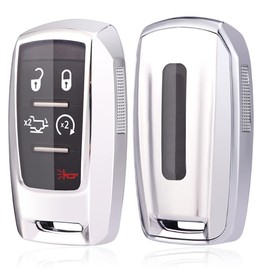 Horande 360 Degree TPU Protector Key Fob Cover Case fit for 2022 2021 2020 2019 Dodge Ram 1500 3500 5B Rubber Smart Keyless Entry Fob OHT-4882056 (Silver)