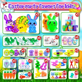 Olganicor 400 PCS Easter Party Favors for Kids, Bulk Egg Fillers Basket Stuffers, Fidget Toys Treasure Box for Classrooms Prizes Hunt Games Gifts