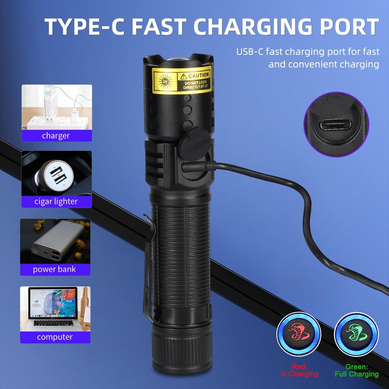 DARKBEAM UV 365nm Flashlight Black Light LED, Ultraviolet Flashlights, Powerful