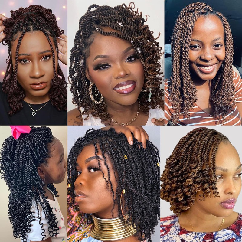 Leeven 8 Packs Senegalese Twist Crochet Hair with Curly Ends, 8