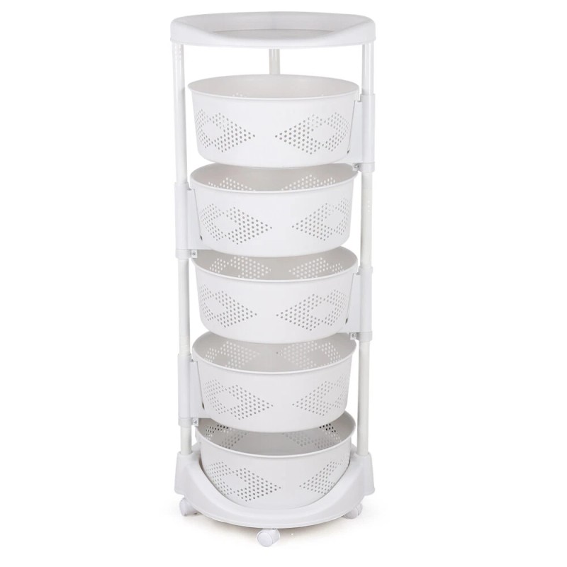 5 Layer Kitchen Rotating Organizer Rack Fruit Vegetable Storage Basket