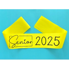 Generic Senior Sash 2025, 8 Pack Black Glitter Yellow Satin Finally Graduated Senior Cheerleader Sashes for Class of 2025 Graduation Party Supplies