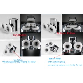 Cokritsm 26mm Shower Door Rollers, 4pcs Sliding Shower Doors Wheels, Replacement Wheels Shower Doors，2xDouble Twin top/Bottom Shower ，Shower Door Runners Pulleys for Curved Glass Doors 4-8mm