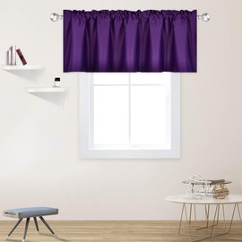 DECOVSUN Purple Valance for Windows 72x18 Inch Solid Thermal Insulated Blackout Rod Pocket Kitchen Short Curtain Toppers Valance for Bathroom Living Room 1 Panel