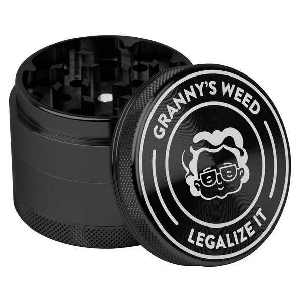 Granny's Premium Aluminium Grinder, Razor-Sharp Grinder, Diameter 6.3 cm, 4-Piece