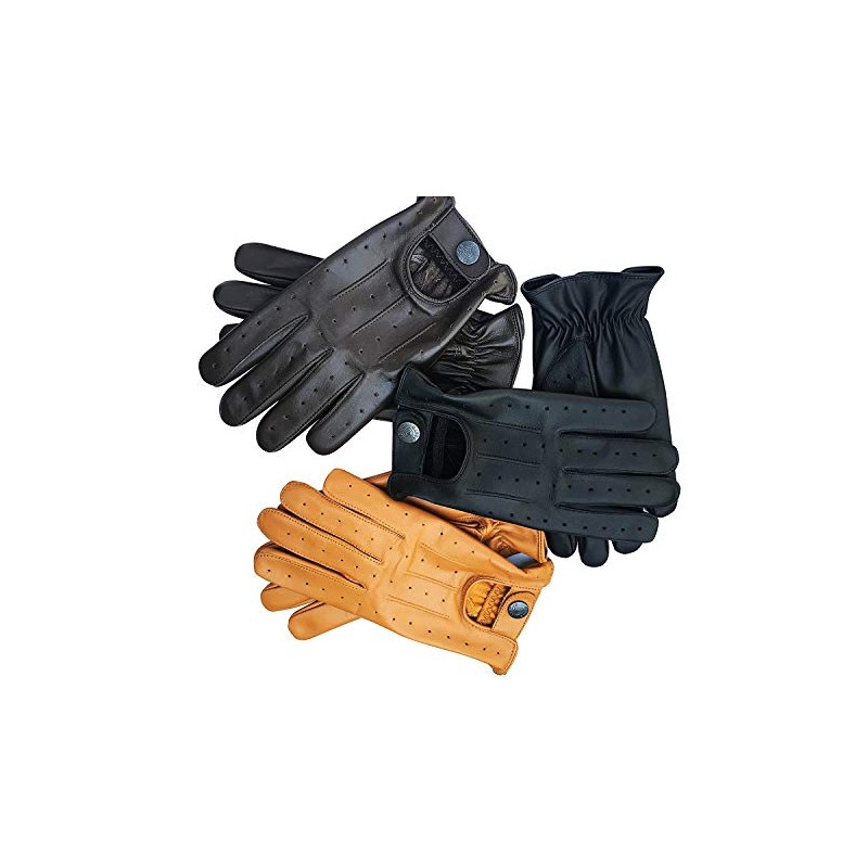 Real Soft Leather Mens Driving Gloves Without Lining (White, Medium)