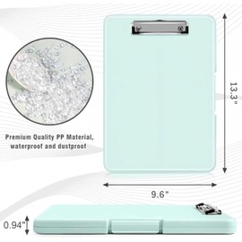 ANZNKU Clipboards with Storage, 13x9.6 Heavy Duty Nursing Clipboard Foldable, Plastic Storage Clipboard with Pen Holder, Cute Clip Board Folder for Teacher Nurse Work, School & Office Supplies(Green)