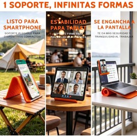 Soporte Flexible para Celular y Tablet, Stand de Silicona Plegable con Núcleo de Aluminio, Soporte Ajustable Antideslizante para Viajes, Avión, Oficina, Cocina