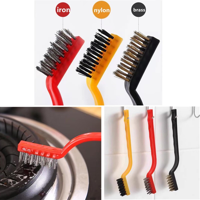 Kitchen Crevice Cleaning Brush Set,Multi Purpose Hard Bristle Brushes,Scraper,Rubber Gloves