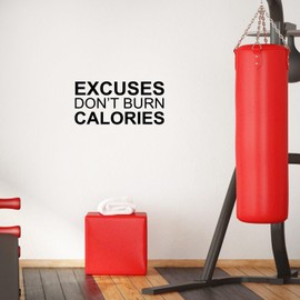 Aurabeam Excuses Don’t Burn Calories Motivational Gym Wall Art Decal Quote - 12" x 25" Decoration Vinyl Sticker-Black