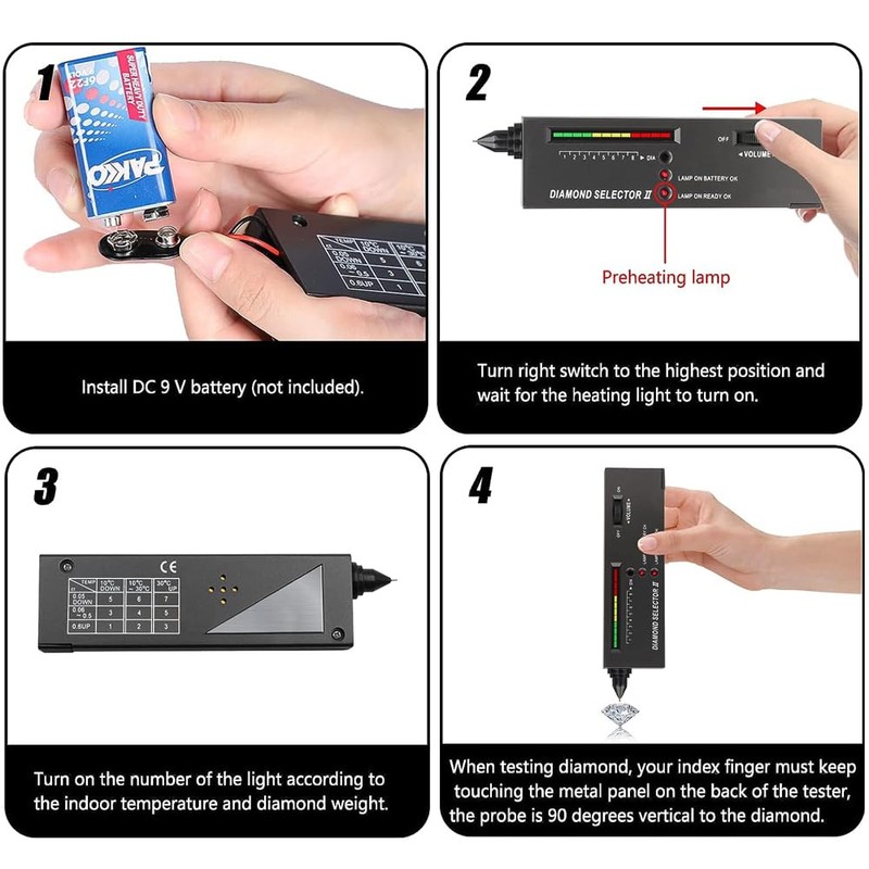 Diamond Tester, High Accuracy Diamond Tester Pen with LED Indicator