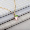 LQRI Lily of the Valley Necklace Lily Valley Flower Pink