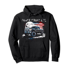 Powerstroke Patriotic Truck American Flag 6.7L Diesel Truck Pullover Hoodie