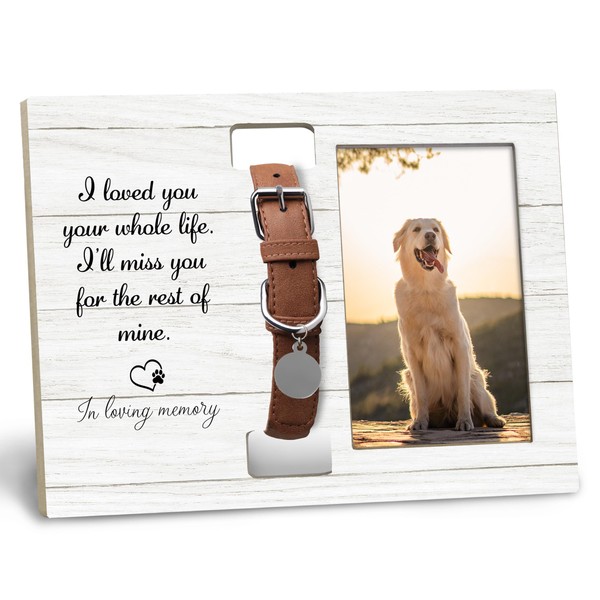 XNXLDYLH Dog Cat Pet Memorial Picture Frame with Collar Holder,