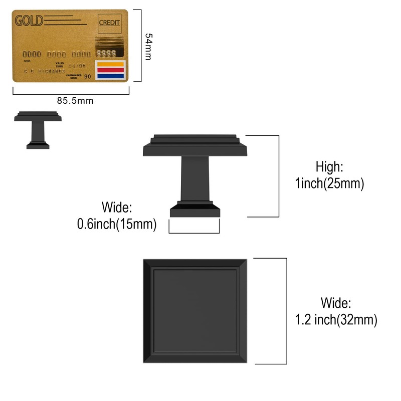 Amerdeco 10 Pack 1.3 Inch(32MM) Kitchen Cabinet Knobs Dresser Knobs