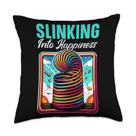 Slinking Into Happiness Slinky Toy Collector Throw Pillow