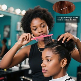 Flomiara Haarbürste mit Haarsprühflasche, Haarstylingkamm, Entwirrungsbürste für natürliche, Afro-Britische Typ 3a-4c, glattes Pinsel-Set (Rosa), 4 Stück