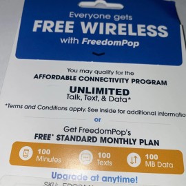 FreedomPop Bring Your Phone SIM Kit Free Wi-Fi Calling 100 Mb Call Yellow Kit