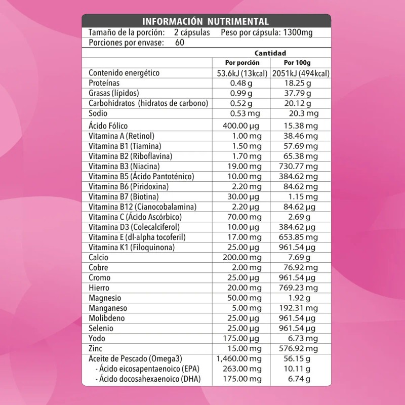 Multivitaminico 9 Meses Embarazadas | 120 Softgels | Maklen Sabor