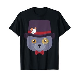 Cute Gray Cat With Hat Cartoon Accessories For Kids T-Shirt