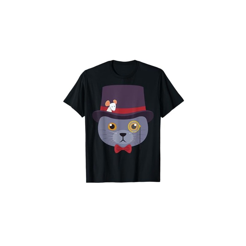 Cute Gray Cat With Hat Cartoon Accessories For Kids T-Shirt