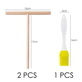 2 T-Tools, 1 Oil Brush, Crepe Spreader, Dough Spreader, Crepe Scraper, Pancake Accessories