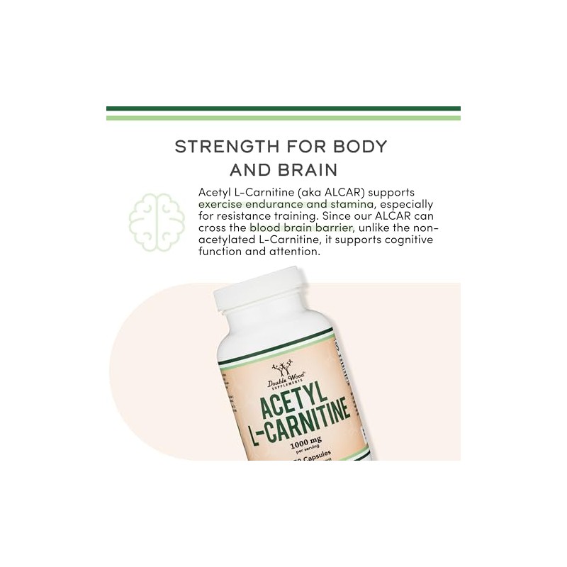 Acetil L-Carnitina 1000 mg Acetyl L-Carnitine (ALCAR) Supplement, 150 Capsules