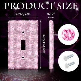 Shiny Rhinestones Wall Plate Cover Switch Cover Outlet Covers Wall Plate Cover Switch Cover Decorative Bling Switch Cover (Pink,Single Gang Toggle Light Switch)