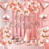 Rose Gold Birthday Party Decoration Set, 27 Pieces with Balloons,