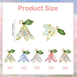 LEGENTLISUR 60 Pcs Flower Charms for Jewelry Making Crafts Jewelry Charms Pendants for Bracelets Necklace Earrings Findings for DIY Keychain Accessory(Mixed Color)