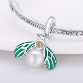 Pandach Women's Charm Pendant for Bracelet, 925 Sterling Silver Charms Beads Fits Bracelet and Necklace, Compatible with European Bracelets for Women Girls C1, Sterling Silver and Cubic Zirconia