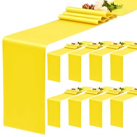 YMHPRIDE 8 Pack Satin Table Runner Yellow Table Runner, 12x72 Inch Long Silk Table Runner for Wedding Party Birthday Banquet Table Decoration - Yellow