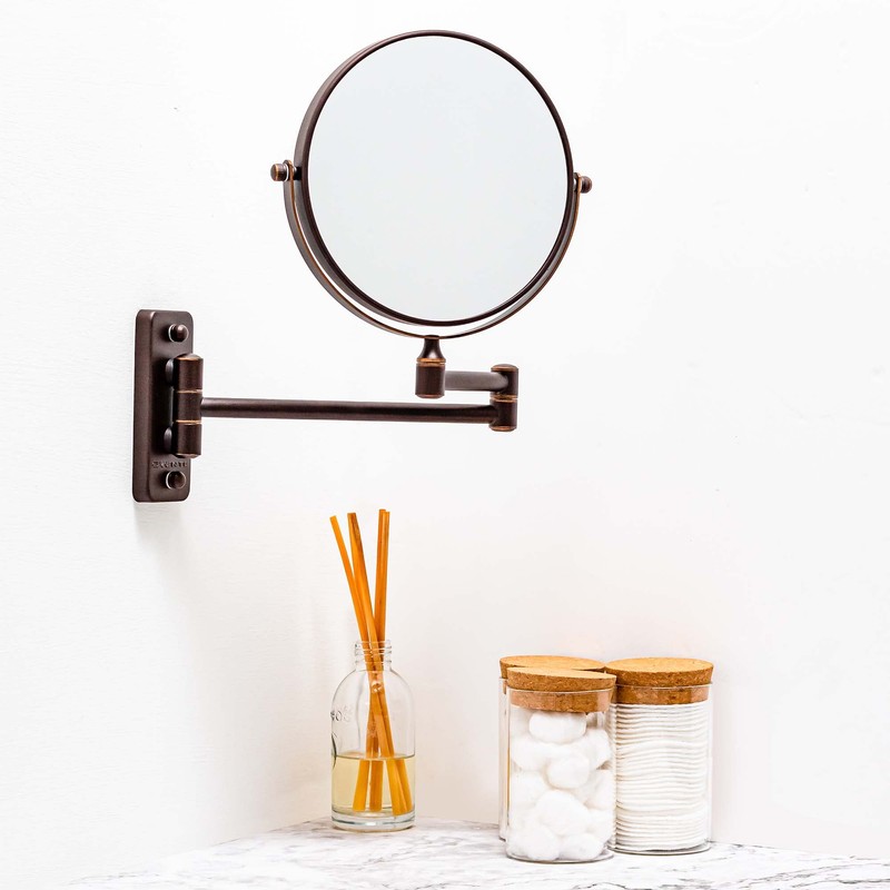 OVENTE 7" Wall Mounted Makeup Mirror with 1X/7X Magnification, Double