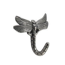 khtumeware 4 Pack Dragonfly Wall Mounted Antique Silver Hooks, Animal Heavy Duty Vintage Decorative Indoor Outdoor Universal for Coat Towel Robe Clothes Hats Bags Keys