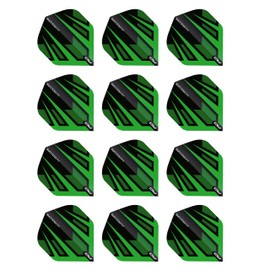 RED DRAGON Hardcore Radical Green & Black Fan Dart Flights - 4 Sets Per Pack (12 Dart Flights in total)