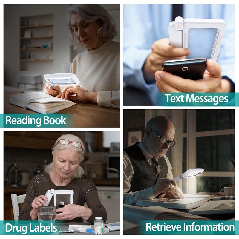 Magnifying Glass Rechargeable 5X with Light,Handheld Magnifying Glass,Close Work Reduce