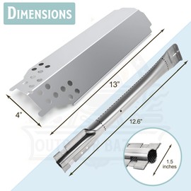 Set of Three Gas Grill Burners, Heat Plates and Two Crossover Tube Replacement for Char-Broil Classic 280 2-Burner, 360 3-Burner, 405 4-Burner Liquid Propane, G320-0200-W1, G215-0203-W