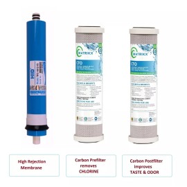 HID RO Filter Replacement Set with 75 GPD Membrane, for 3 Stage System, Chloramine