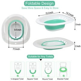 RuGuo RUGUO Sitz Bath, Sitz Bath for Hemorrhoids - Sitz Bath for Toilet Seat - Sitz Bath for Postpartum Care, Sits Bath Kit for Women, Collapsible, Wider Seating Area, Deeper Bowl