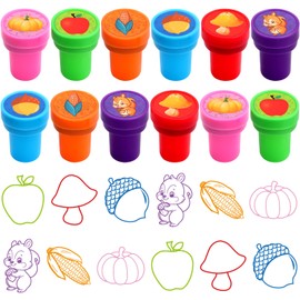 Fancy Land Fall Stampers for Kids Autumn Self Ink Stamps Harvest Thanksgiving Stamp Set for Party Favors Classroom Prize Reward Supplies 12Pcs