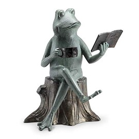 SPI Home Cast Aluminum Joy of Reading Frog Garden Sculpture