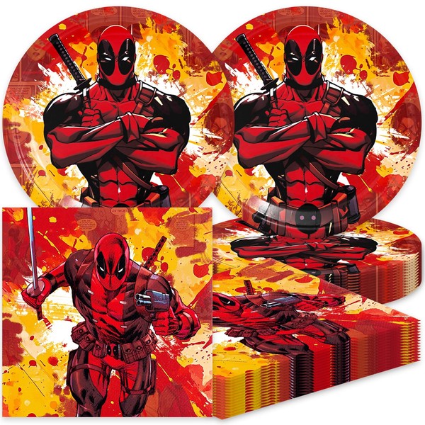 Bahteliv 40Pack Dead-Pool Party Supplies include 20 plates, 20 napkins