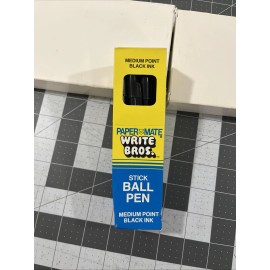 Paper Mate VTG PAPERMATE Write Bros. Pens Medium Point Black Stick Ball Pen - (12) NOS 1978