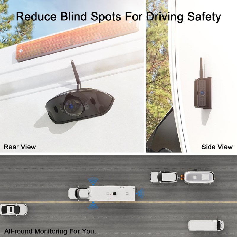 Fookoo HD 1080P Single Wireless Side View Camera, 15 IR